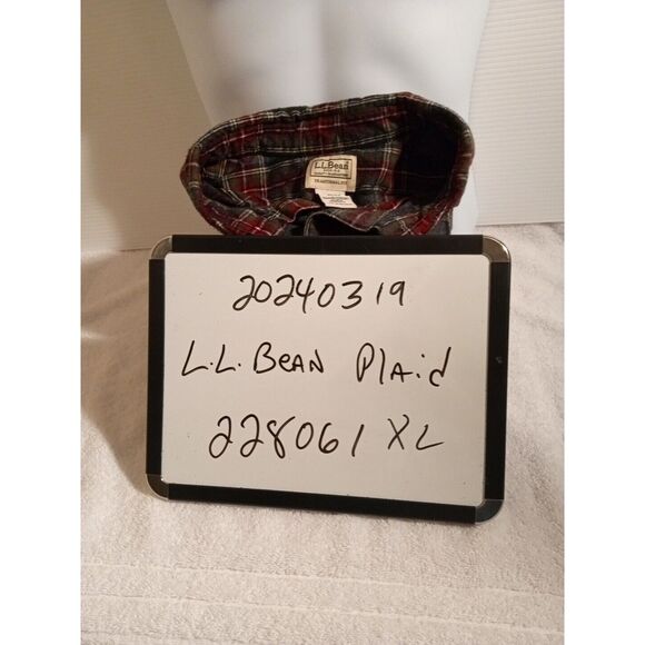 L.L. Bean Shirt Men's XL Red Plaid Flannel Button-Up Long Sleeve (228061) - Picture 5 of 5